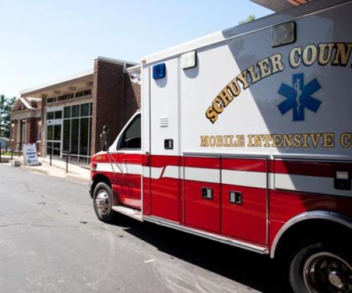 Schuyler county ambulance parked in front of Culbertson Hospital